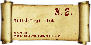 Miltényi Elek névjegykártya